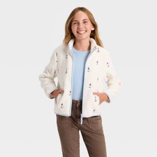 Girls' Faux Shearling Zip-Up Jacket - Cat  Jack Cream XS