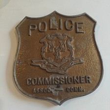 Vintage Shield Police Commissioner License Plate Topper Conn.