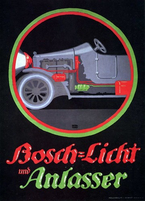 #ad Vintage Bosch Car Advertisement Poster by Bernhard 24x32” 🚗🛠️ $39.95