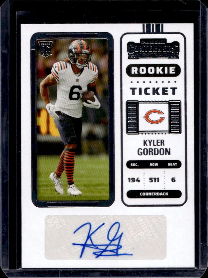 2022 Contenders Kyler Gordon Rookie RC Rookie Ticket Auto #166 Bears