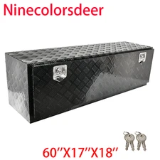 60'' Black Aluminum Truck Underbody Tool Box Trailer RV Tool Storage w/ Lock