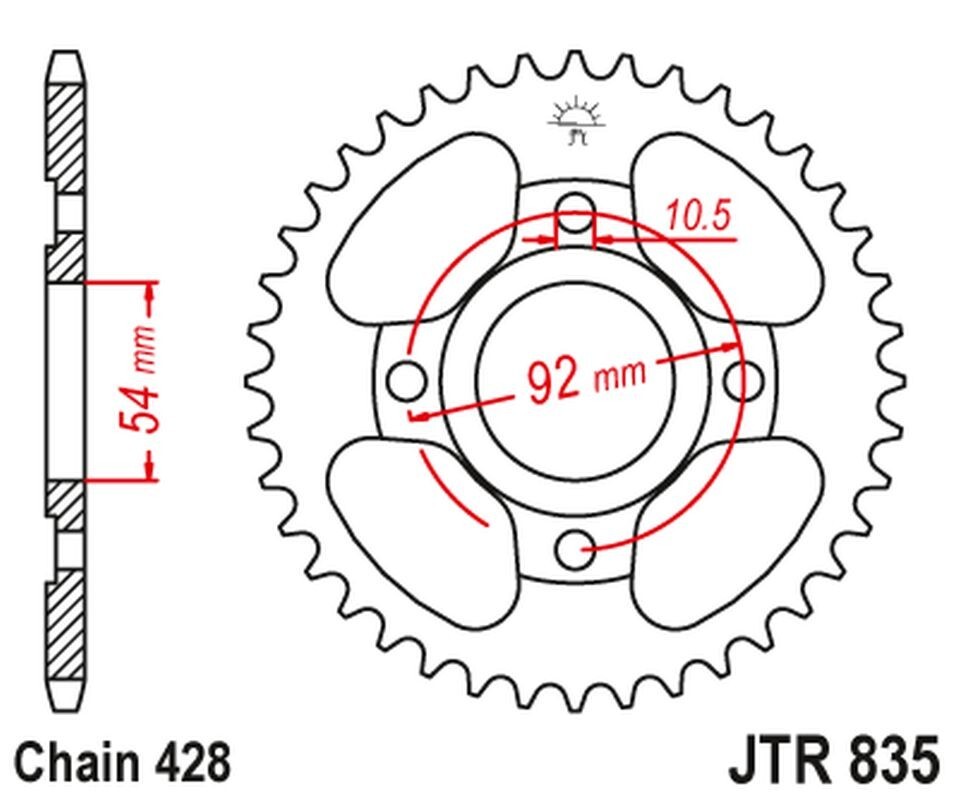 Couronne arriere JT Sprockets 843 en acier haute resistance, 49 dents pour moto Yamaha SR 125