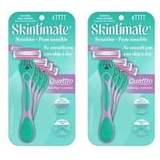 Skintimate 4-Blade Sensitive Disposable Razors For Womens, 8 Count