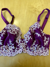 Wacoal Embrace Floral Lace Underwire Unlined Bra 65191 Burgundy  Cream Sz 32DD
