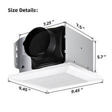 110 CFM Bathroom Exhaust Fan Energy Saving Ceiling Mount White Plastic Grille