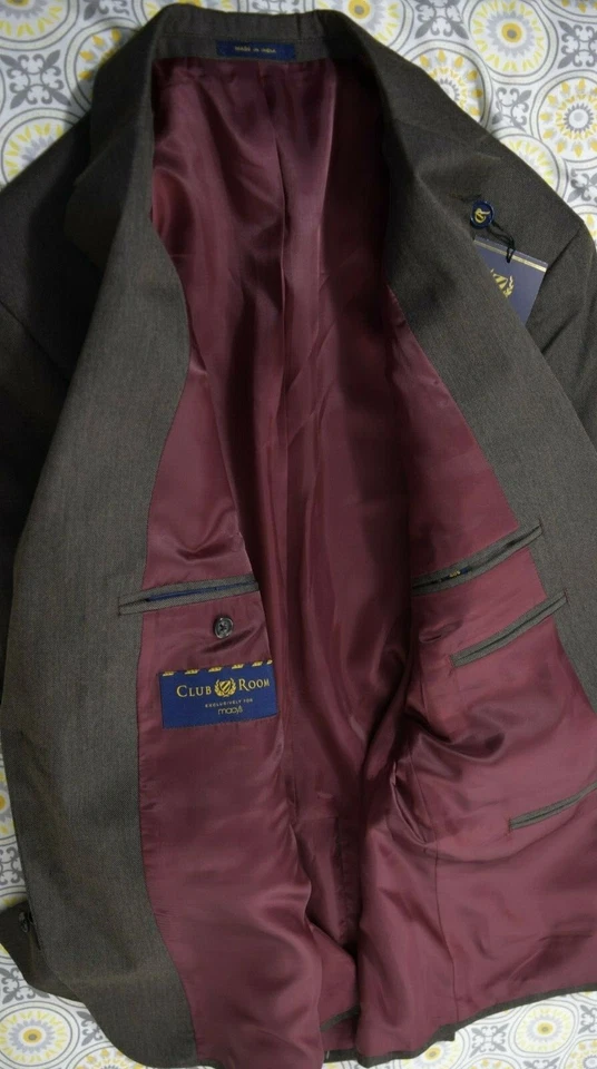 Blazer Abrigo Deportivo Club Room Para Hombre Tweed Parche en el Codo Marrón 40S 🔥🔥 Foto 3 de 4
