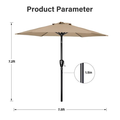 7.5ft/9/10ft Tan/Red Patio Umbrella Dining Table Outdoor Market Umbrella w/Crank - Bild 8 von 44