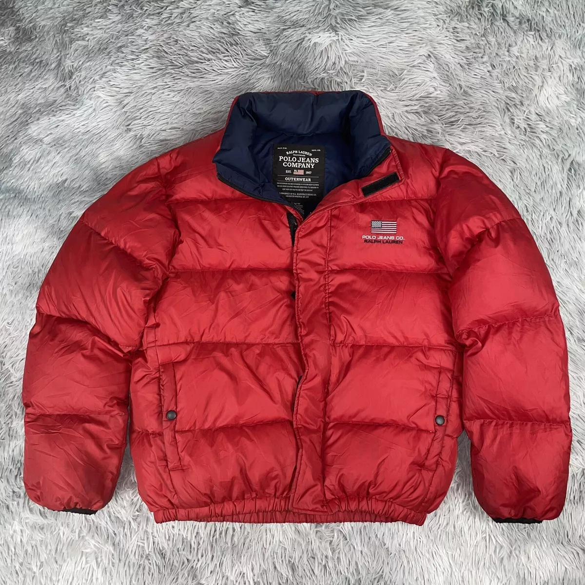Vintage 2000’s POLO JEANS CO. Ralph Lauren Red Down Fill USA Puffer Jacket M