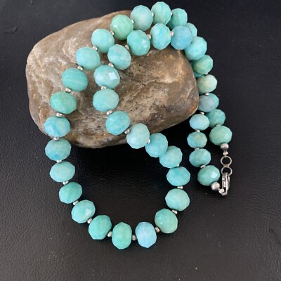Amazonite Bead Chunky Navajo Pearls Sterling Silver Necklace 20'' 13411