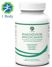 1 Body Magnesium Bisglycinate - 100% Chelated - Maximum 120 Count (Pack of 1) 
