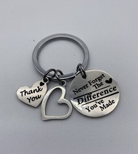 Never Forget the Difference You've Made Silvertone Inspirational Charm Keyring