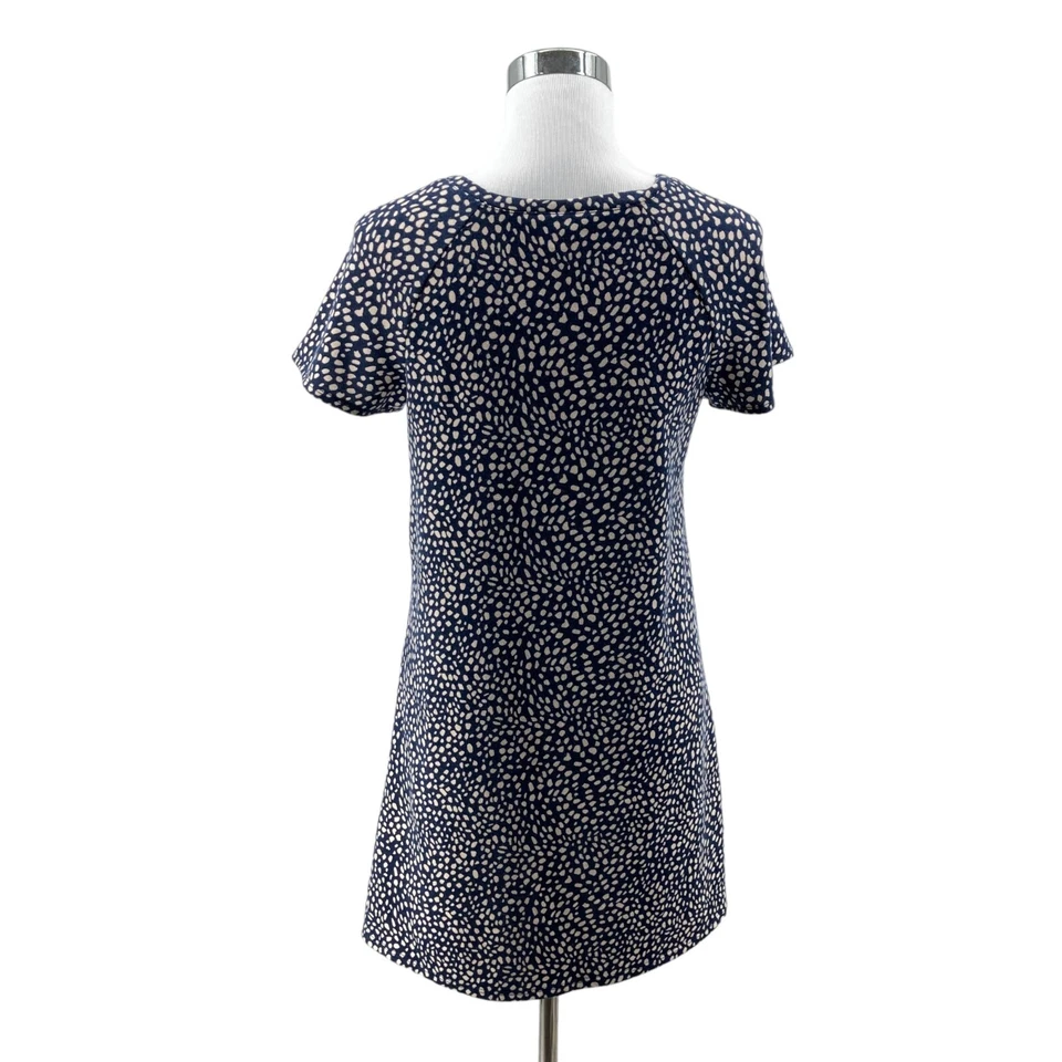 Vestido Camiseta Nine West Mujer Pequeño Azul Marino Blanco Lunares Manga Corta Cuello en V Foto 4 de 4