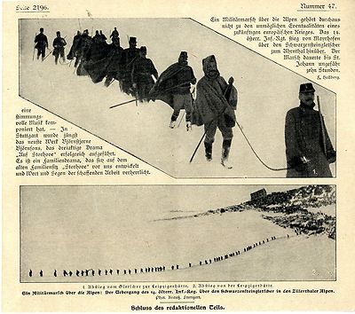 Ein Militärmarsch über die Zillerthaler Alpen 14. österr. Inf.- Reg. Leip...1902