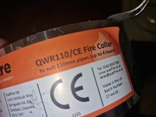 QUELFIRE CE MARKED FIRE COLLAR to suit 110mm pipes for up to 4 hours 
