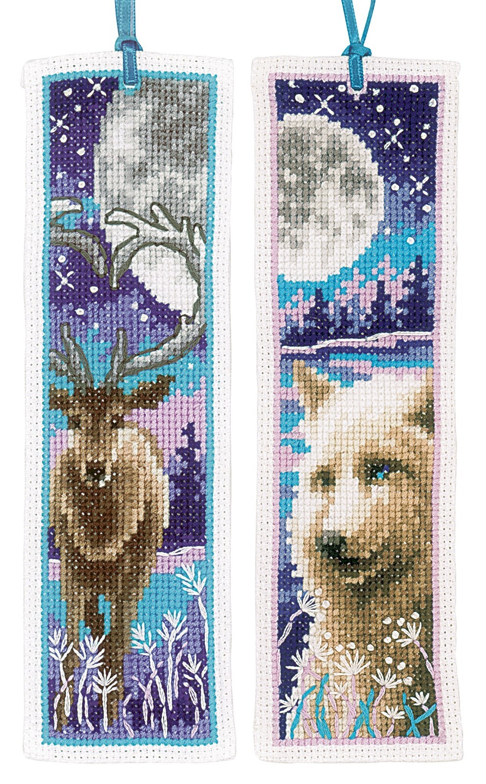 Vervaco Wolf and Deer with Moon Cross Stitch Bookmark Kit - set of 2 designs - Image 4