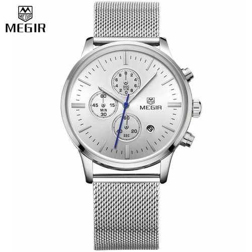 MEGIR Mens Waterproof Quartz Watches Top Brand Luxury Casual Mesh Band Watch - Picture 14 of 14