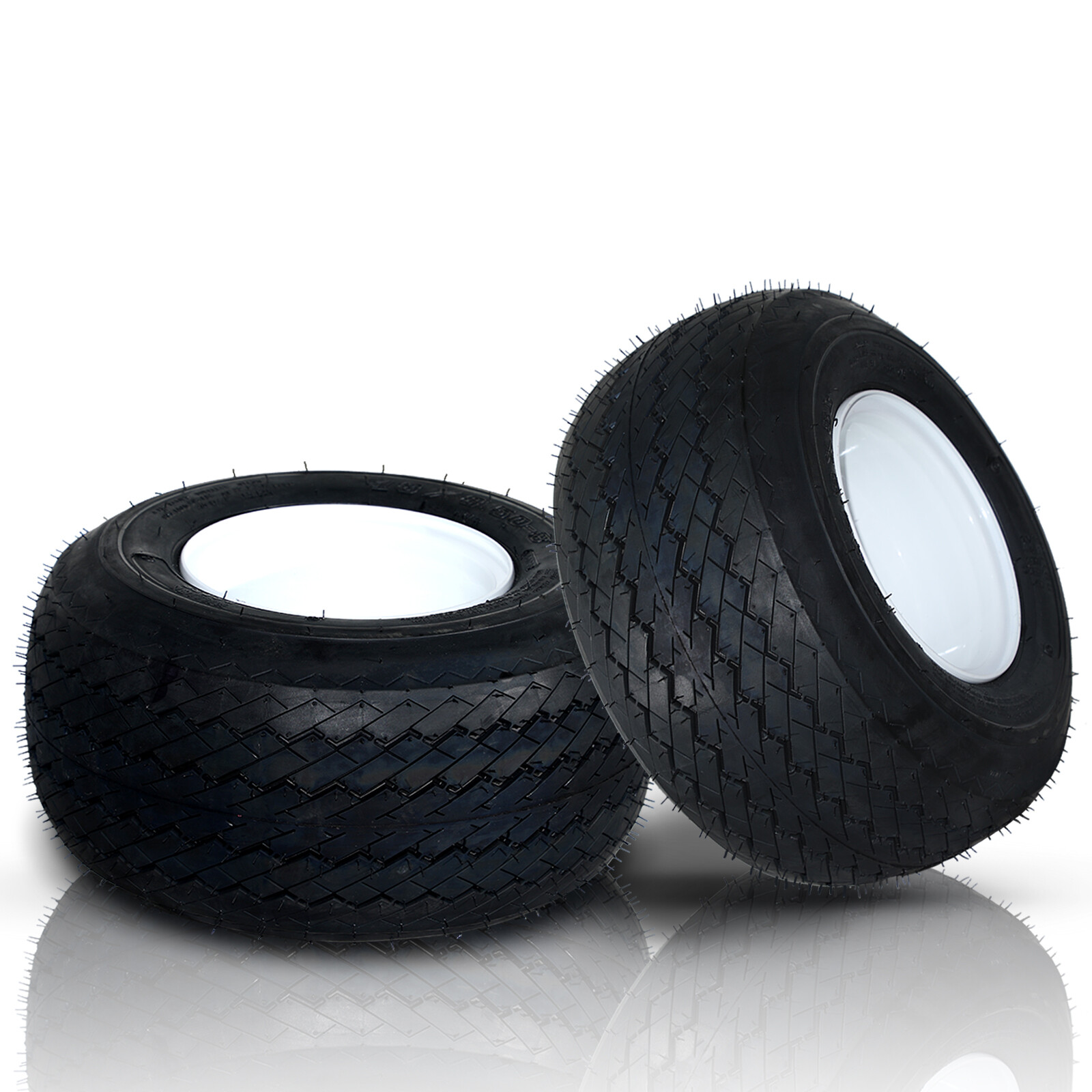 2 * 18x8.50-8 18x8.5-8 18x8.5x8 Golf Cart Tires On Rims LRB 4 Lug White Wheel