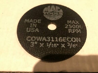 MAC TOOLS TRENNSCHEIBEN ALUMINIUMOXID 3'' X 1/16'' X 3/8'' - 54 KÖRNUNG - COW3116E