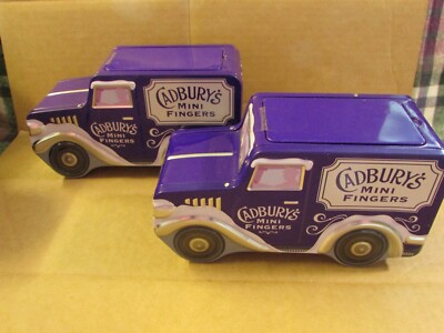 *ANSEHEN* Atemberaubendes Paar Sammlerdosen Metalldeckel CADBURY'S FINGERS Aufbewahrungsdosen