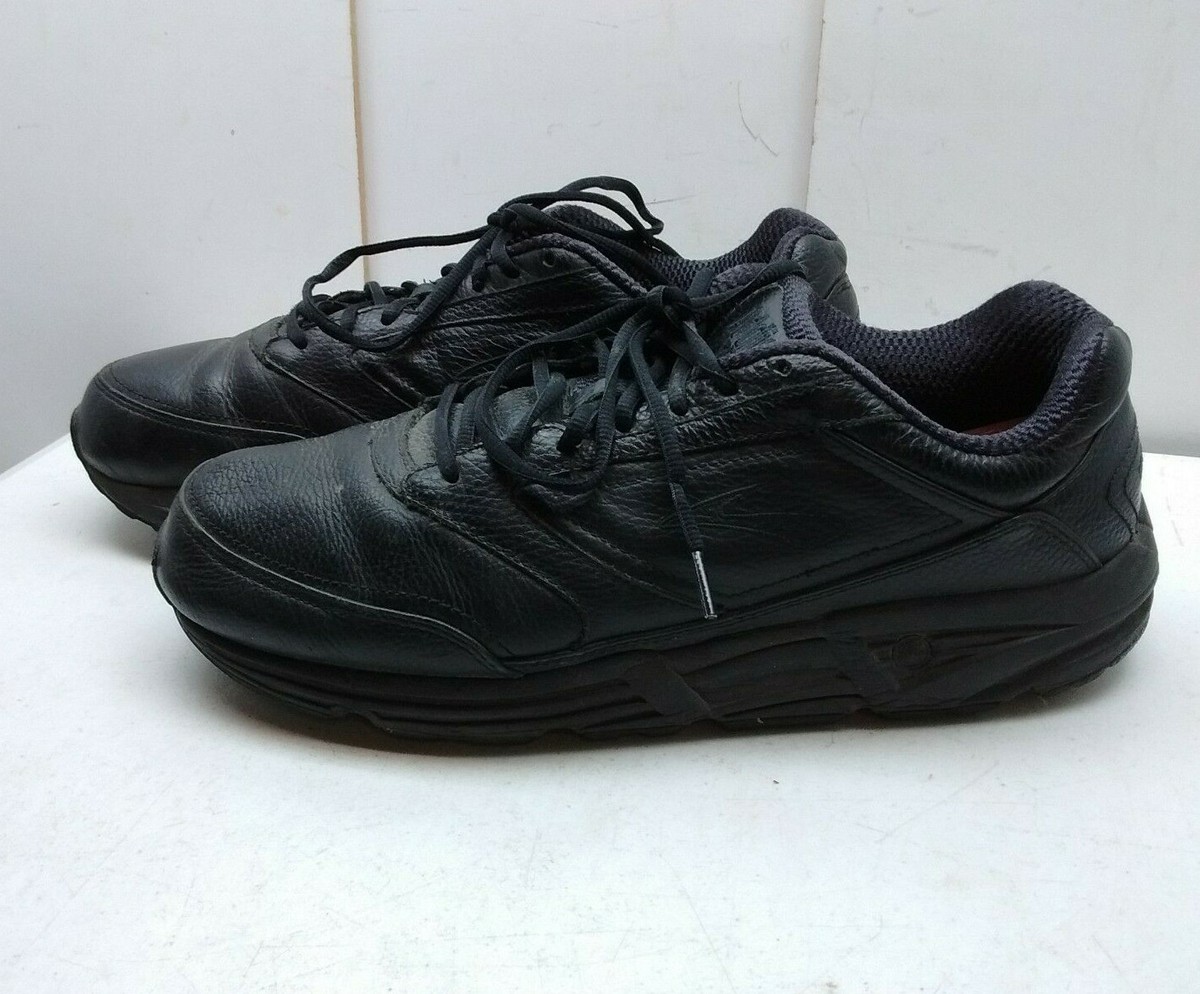 Brooks Addiction Walker Black Leather Athletic Low Sneaker 