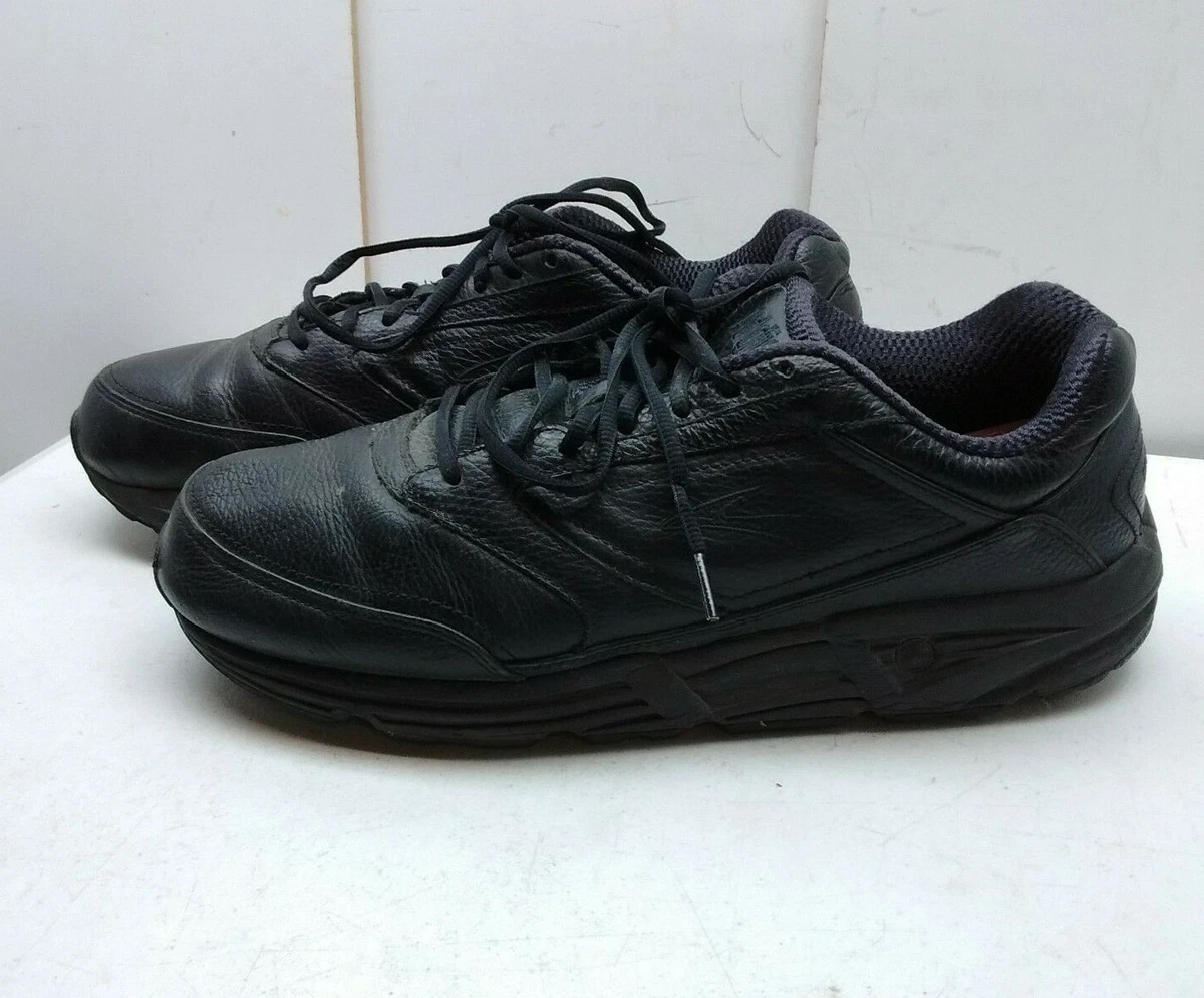 Brooks Addiction Walker Black Leather Athletic Low Sneaker Men
