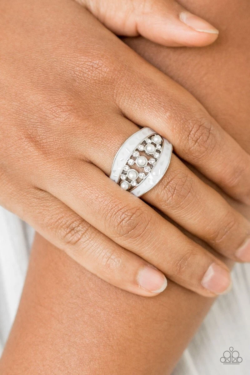 Paparazzi Royal Treasury White Stretchy Band Ring eBay