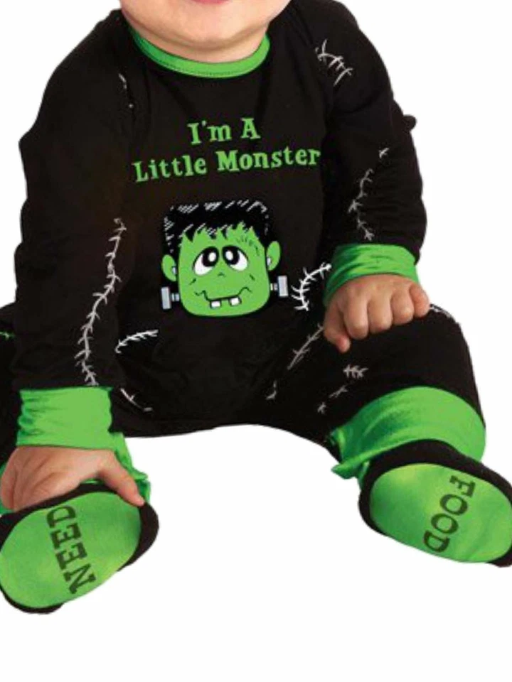 Disfraz de Halloween de 3 piezas verde y negro Lil Monster Frankenstein para niños Foto 3 de 3