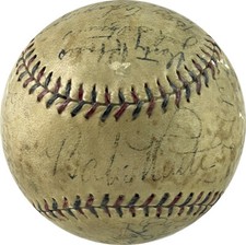 1932 New York Yankees Autographed Vintage Reach Baseball Ruth Gehrig 21 More PSA