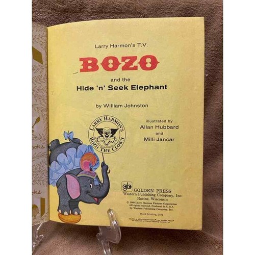 Vintage, Bozo and the Hide-N-Seek Elephant Little Golden Book (1972) - Imagen 4 de 5