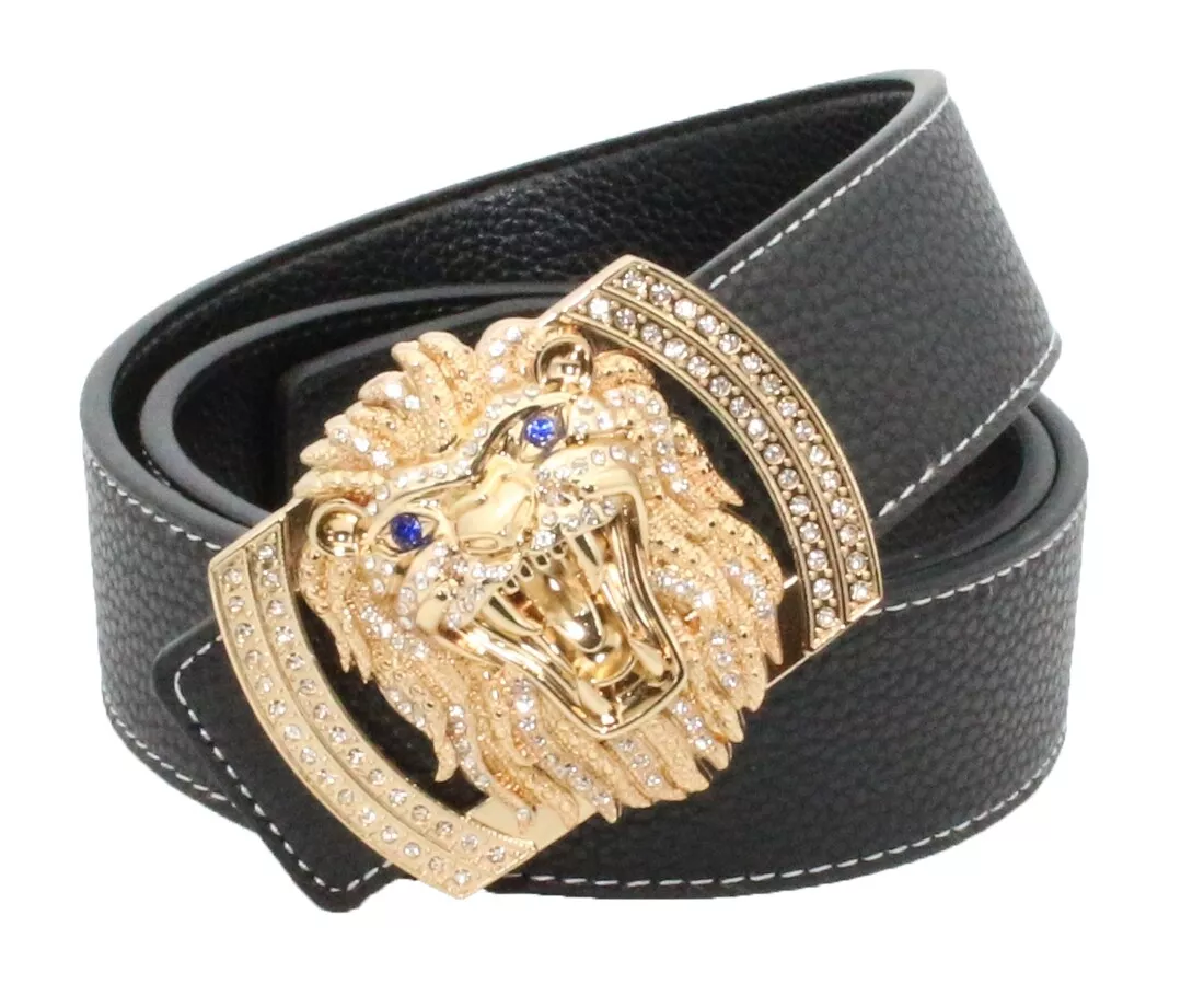 Mens Leather Belts Lion Diamond Designer Belt for Men Jeans Dress