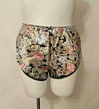 Myonne Floral Shiny Silky Liquid Satin High Cut Flutter Sissy Panties L USA made