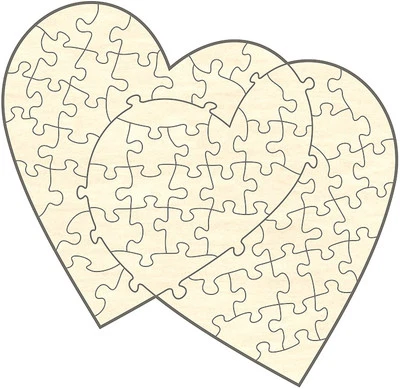 Blanko Holz-Puzzle Doppelherz, 60 Teile, 59x57 cm, zum Selbst Bemalen, Gestalten - Bild 1 von 2
