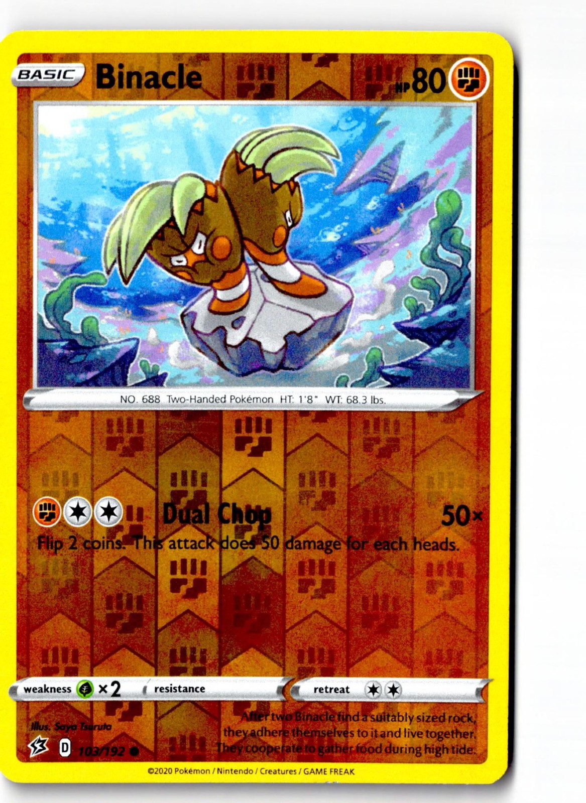 Binacle 103/192 Common Rebel Clash Pokemon Reverse LP Holo Card