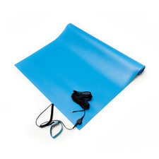 Blue ESD Anti-Static Table Mat Kit with Wrist Strap  Ground Cord, 18"x30