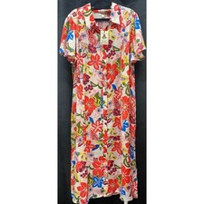 NWT Easel Sz 1X Floral Shirt Dress Midi Maxi Flutter Sleeve Collared Pockets