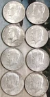 1964 Kennedy Half Dollars - 8 Each - 90% Silver - Above Average Circulated