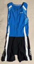 Zoot Triathlon Suit Womens Blue Black Padded One Piece Cycling Swim Bib