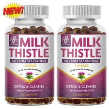 Milk Thistle (Silymarin) 1000MG Dandelion Root Capsules Liver Health 240 Pills