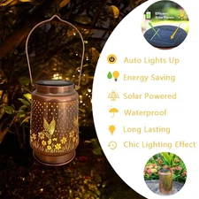 Solar Lantern Hanging Light LED Hummingbird Outdoor Garden Lamp Waterproof Decor