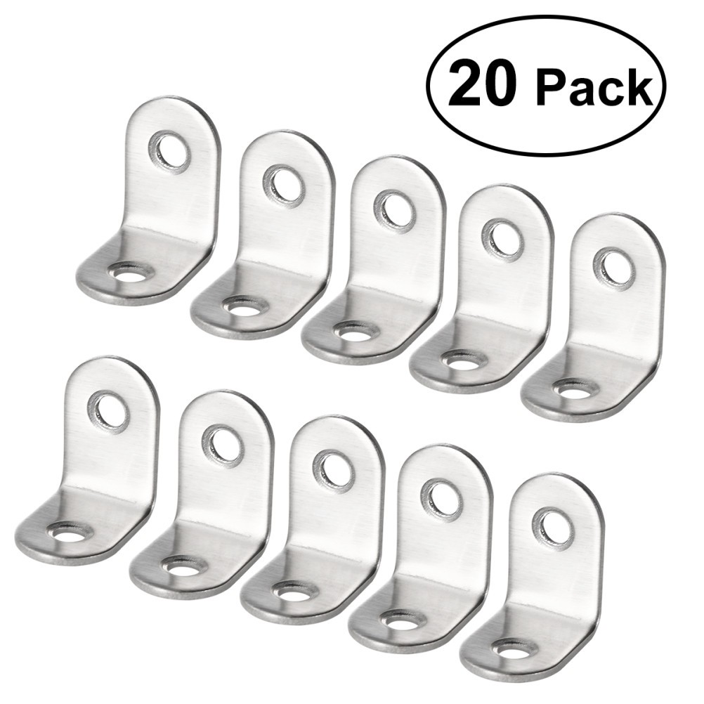 UEETEK 20Pcs 25*25*16mm Stainless Steel 90 Degree Angle Bracket