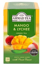 AHMAD TEA Mango & Lychee Green Tea with Fruit Pieces  20 Tea Bags
