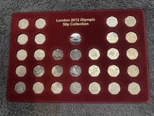 RARE FULL SET OF LONDON OLYMPIC 2012 50p COINS IN COVER + COMPLETER MEDALLION