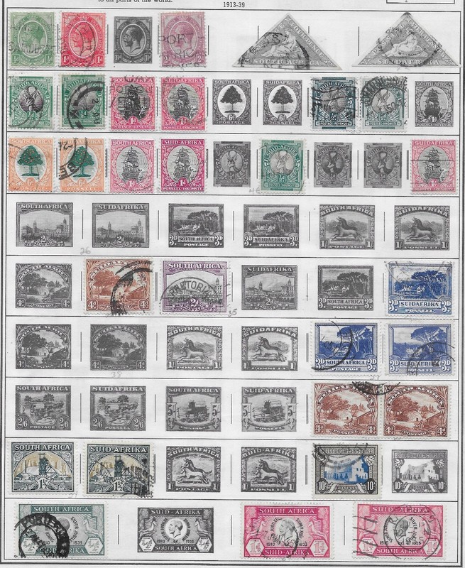 30 South Africa Stamps from Quality Old Antique Album 1913-1939