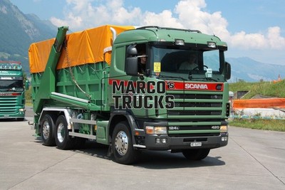 LKW Foto Scania 124L 420 Kipper Schweiz grün W. Müller Transport GmbH #j9cg