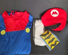 Adult LARGE Super MARIO COSTUME Halloween Jumpsuit Hat Mustache Gloves Nintendo