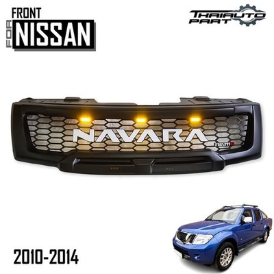 Grille Front Black Logo White LED White For Nissan Navara Facelift 2010-2014