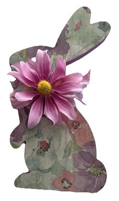New Hand painted Cottagecore Wooden Spring/Easter Bunny Table Decor