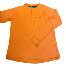 RealTree Waffle Knit Henley Shirt Men's Large Orange Hunting Outdoors Stretch