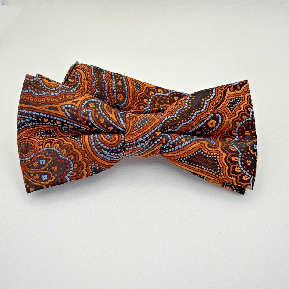 Pajarita Epoint 100% Microfibra Naranja Paisley Preatada Ajustable ¡Envío Gratis! Foto 2 de 4