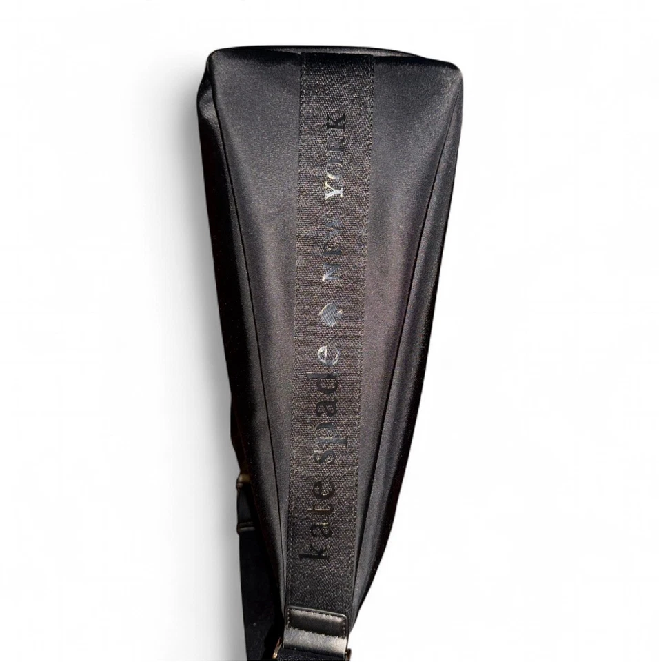 Bolso de Hombro Hobo de Nylon Negro Y2K Kate Spade New York Herrajes Dorados De Colección Foto 3 de 4